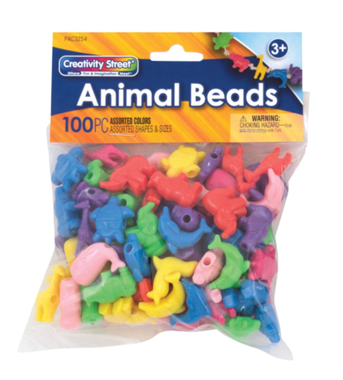 Creativity Street Plastic Pony Beads, Animal Shapes, Pack of 100